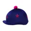 Pom Pom Hat Cover With Glitter Star Pattern - Navy/Pink Stars
